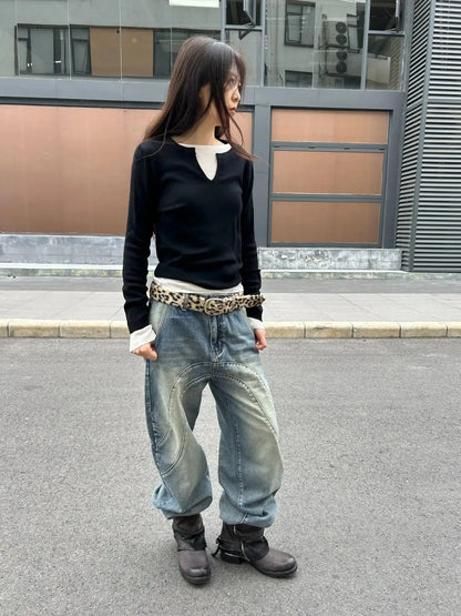 Leopard Print Gradient Faux Fur Belt