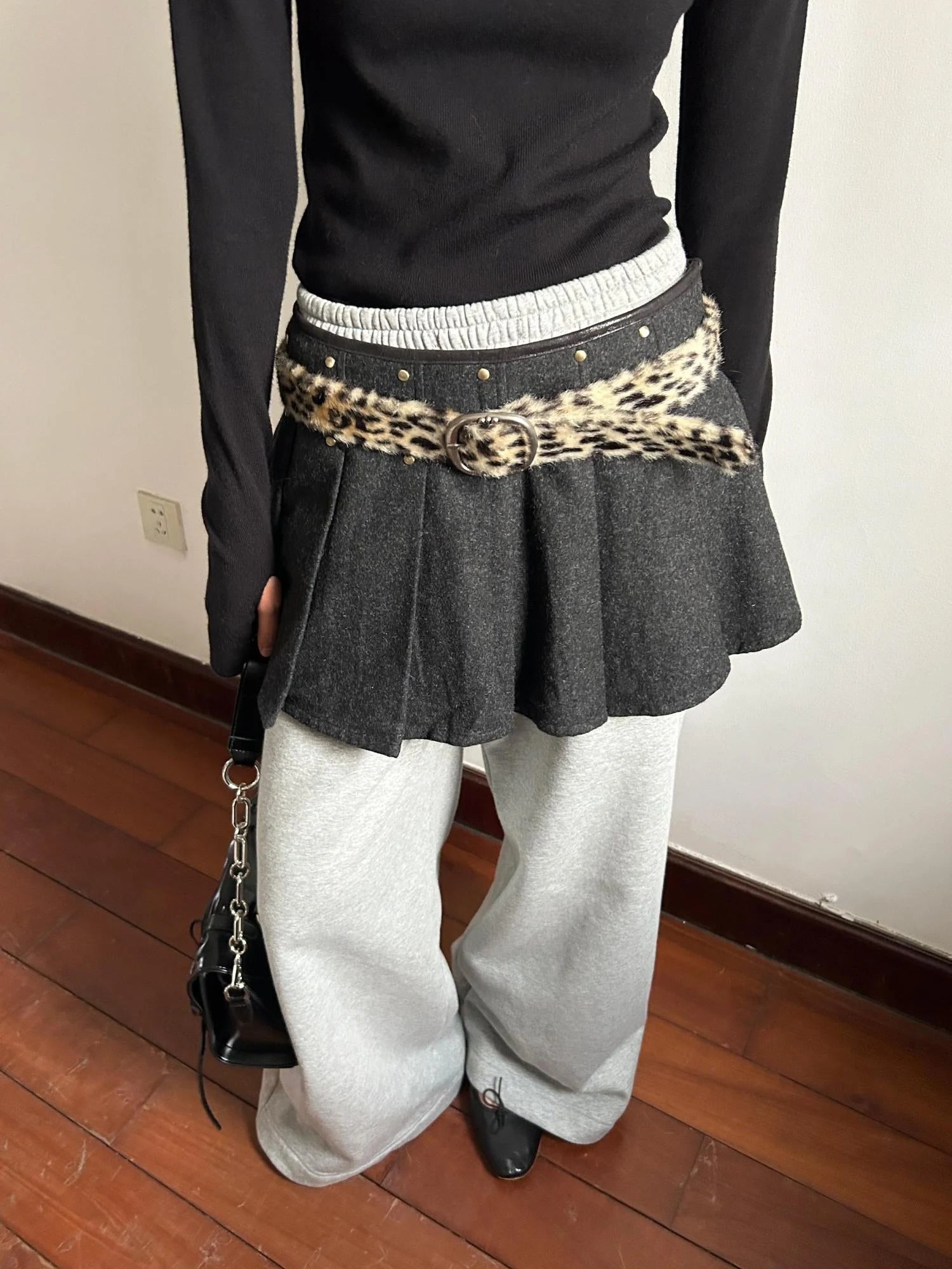 Leopard Print Gradient Faux Fur Belt