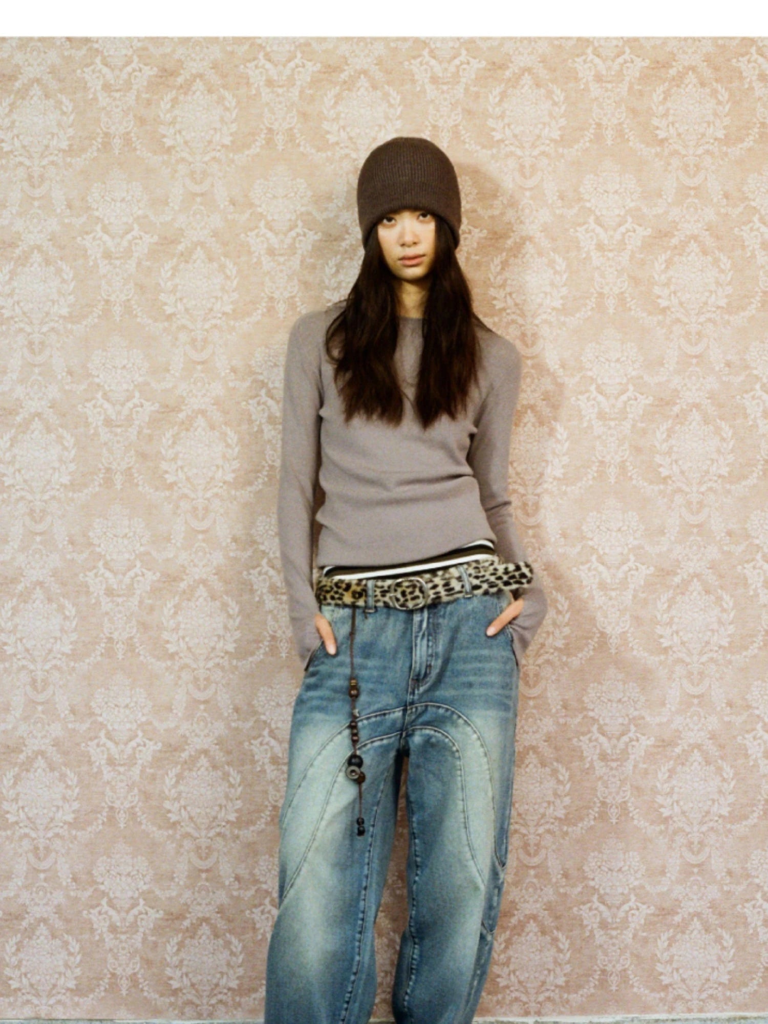 Leopard Print Gradient Faux Fur Belt