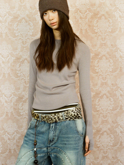 Leopard Print Gradient Faux Fur Belt