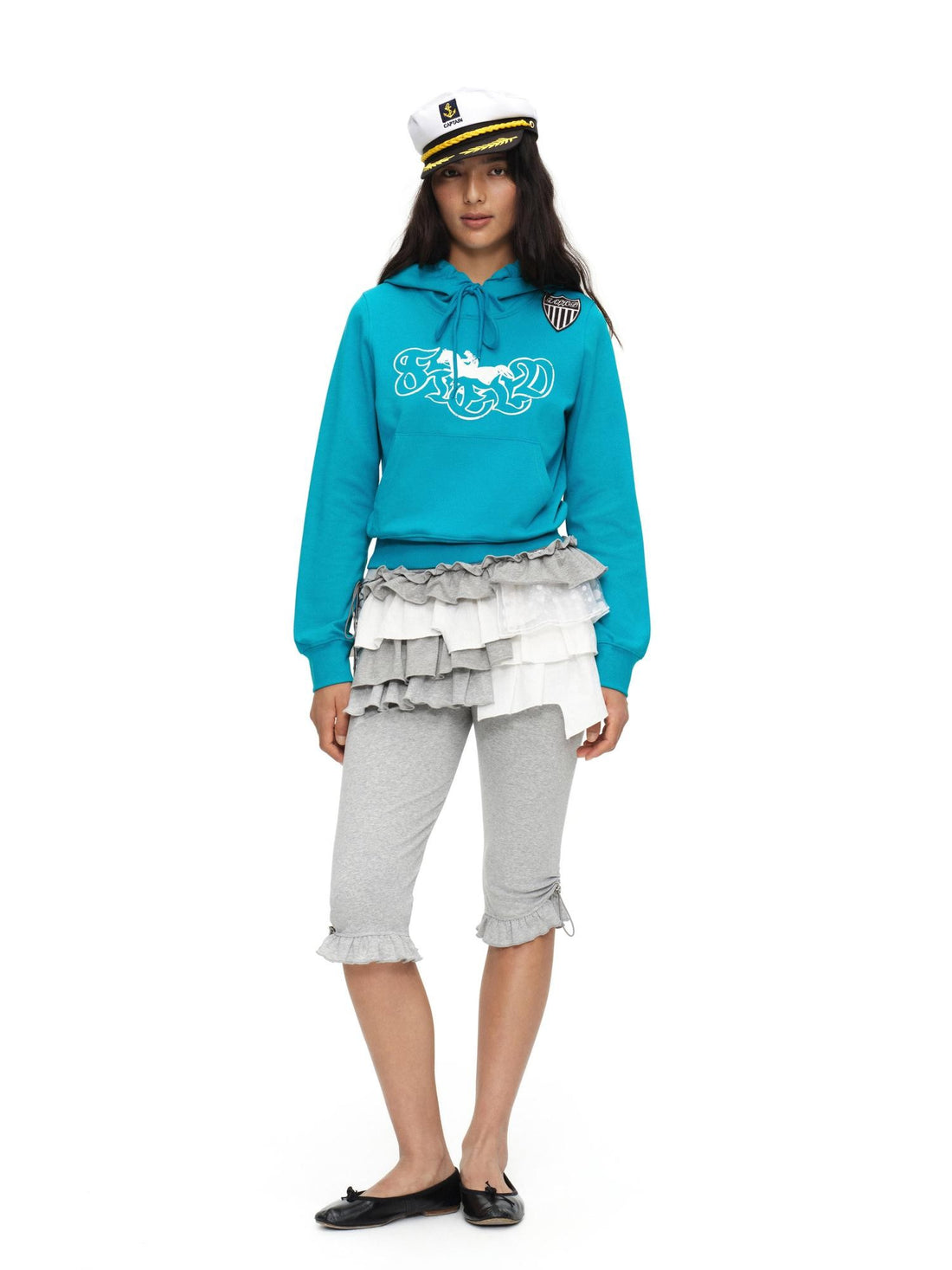 oinimi Light Heather Gray Ruffle Hem Slimming Layered Women&