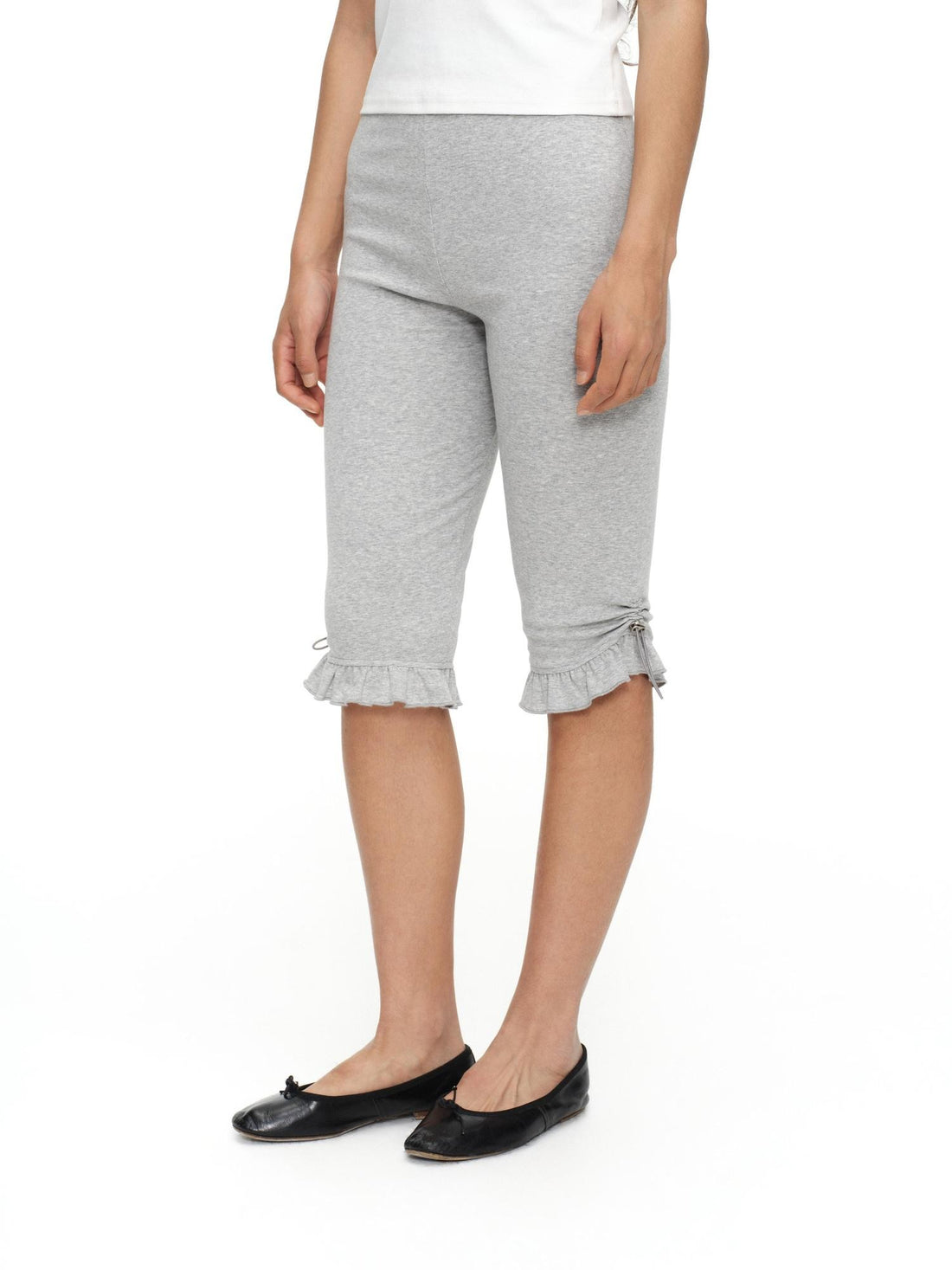 oinimi Light Heather Gray Ruffle Hem Slimming Layered Women&