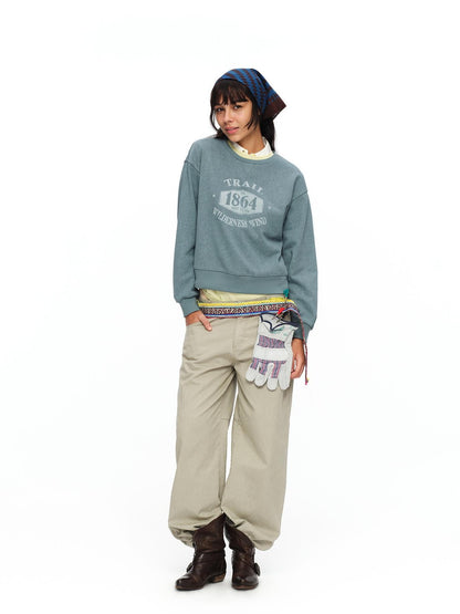 oinimi Light Khaki Classic Relaxed Workwear Mid Rise Women&