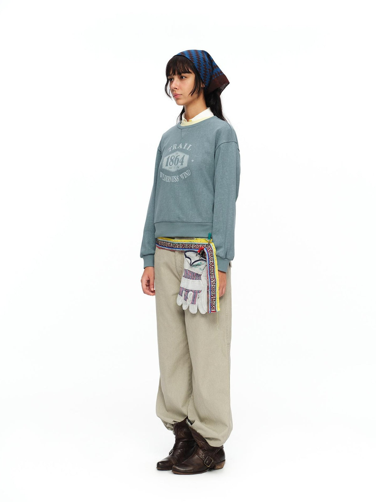 oinimi Light Khaki Classic Relaxed Workwear Mid Rise Women&