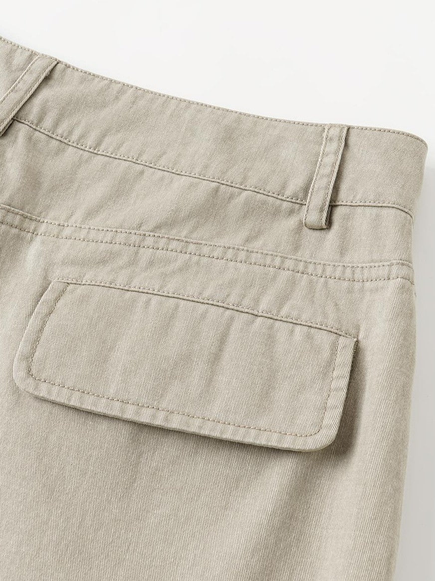oinimi Light Khaki Classic Relaxed Workwear Mid Rise Women&