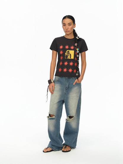 oinimi London Street Dotted Star Print Women&