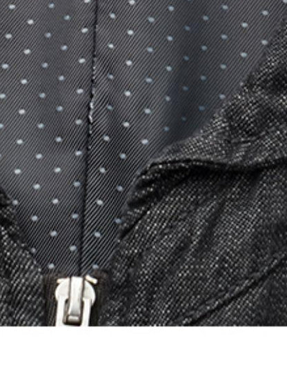 oinimi Low Cut Denim Vest With Open Collar In Charcoal Gray