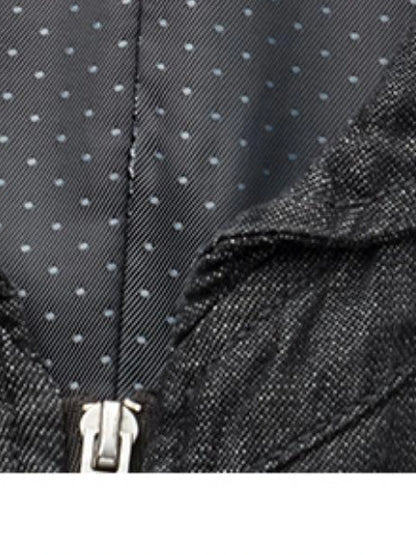 Low Cut Denim Vest With Open Collar In Charcoal Gray