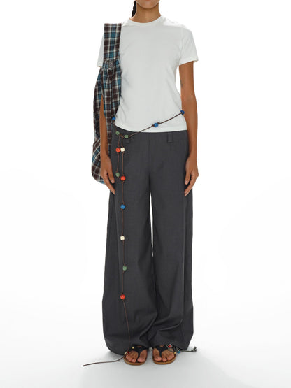 oinimi Low Waist Wide Leg Trousers In Black Charcoal