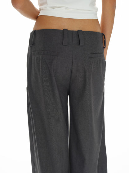 oinimi Low Waist Wide Leg Trousers In Black Charcoal