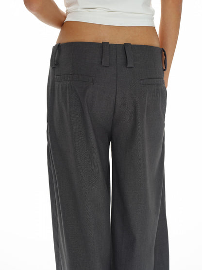 oinimi Low Waist Wide Leg Trousers In Black Charcoal