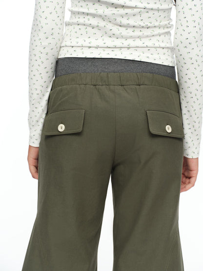 oinimi Matcha Colorblock Double Waist Drawstring Women&