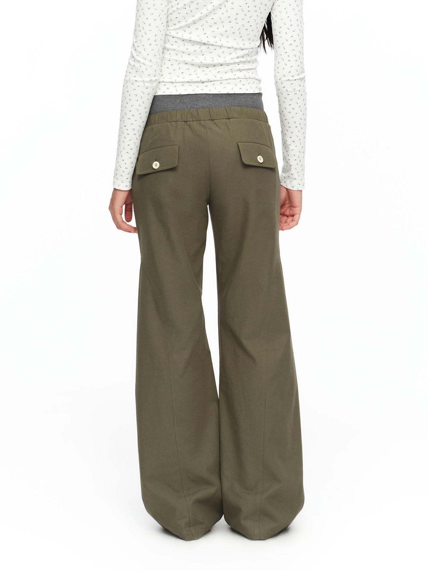 oinimi Matcha Colorblock Double Waist Drawstring Women&