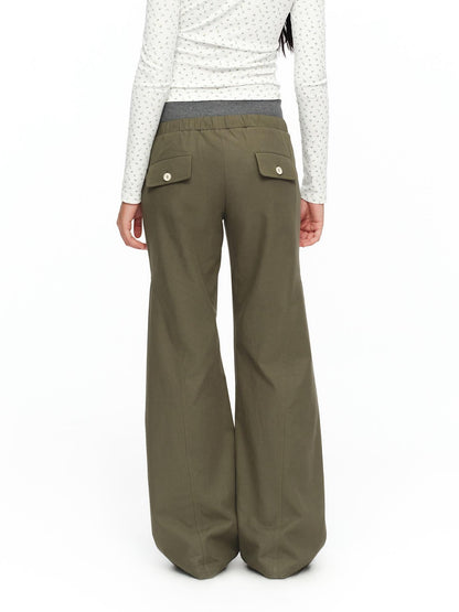 oinimi Matcha Colorblock Double Waist Drawstring Women&