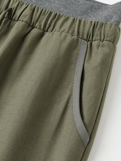 oinimi Matcha Colorblock Double Waist Drawstring Women&