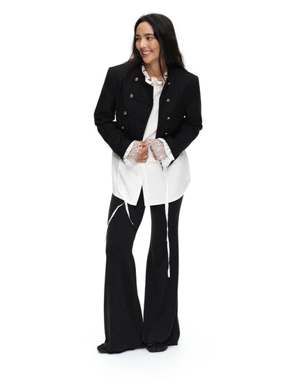 oinimi Metal Double Breasted Asymmetric Cropped Women&