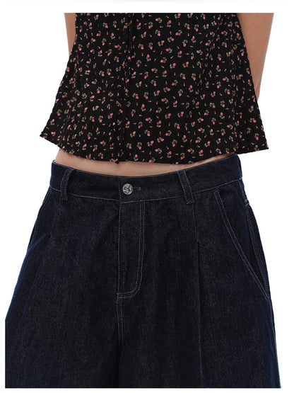 oinimi Minimalist Washed Wide Leg Cotton Women&