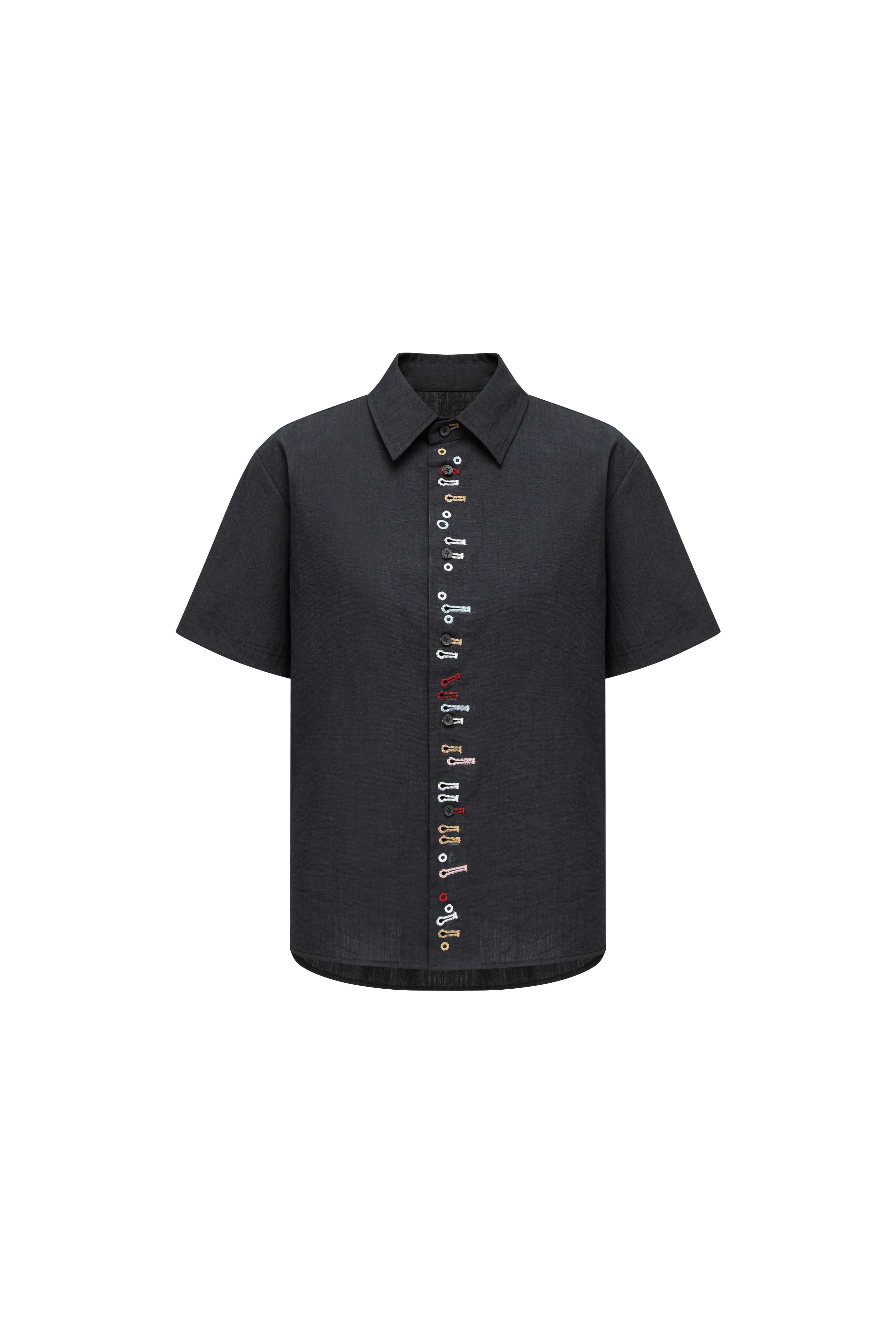 oinimi_Navy_Embroidered_Buttonhole_Collared_Women&