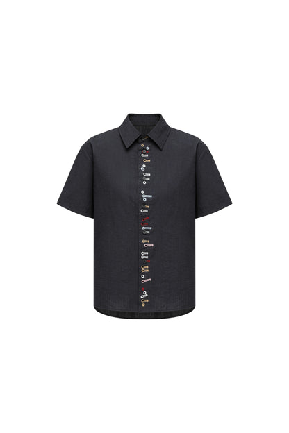 oinimi_Navy_Embroidered_Buttonhole_Collared_Women&