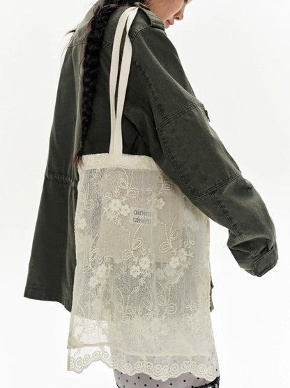 Ombre Embroidered Lace Tote Bag Lightweight Shoulder Bag