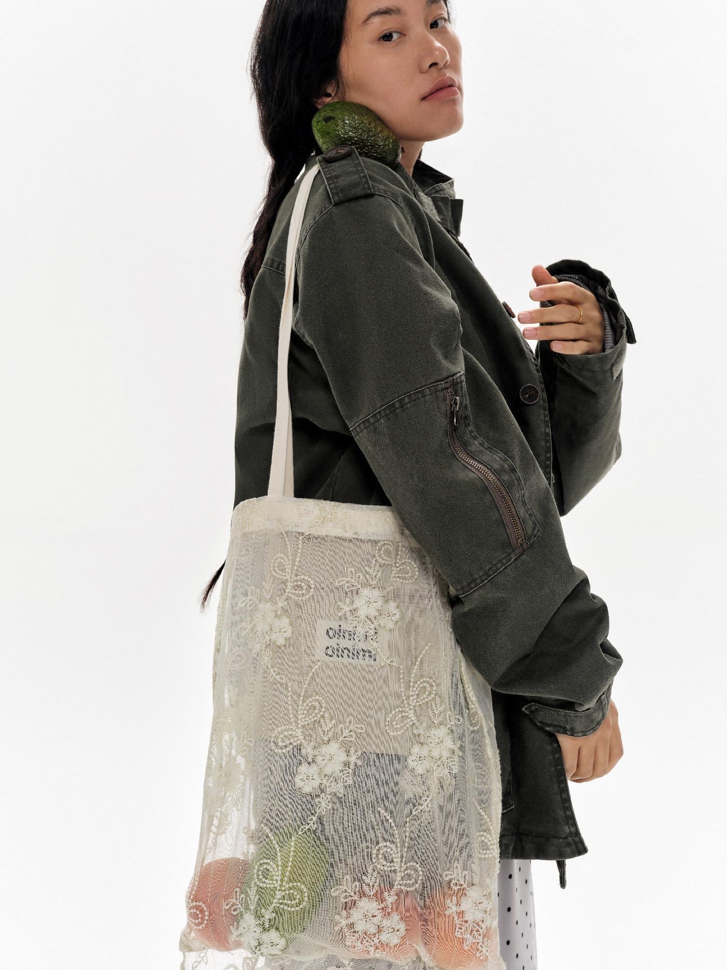 oinimi Ombre Embroidered Lace Tote Bag Lightweight Shoulder Bag
