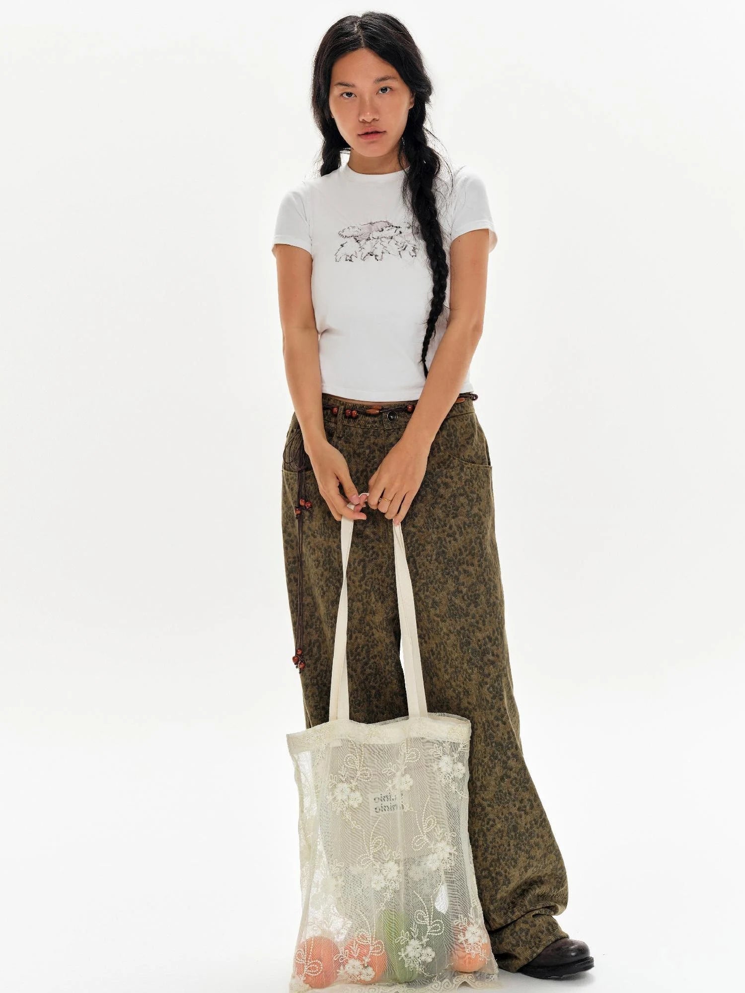 Ombre Embroidered Lace Tote Bag Lightweight Shoulder Bag