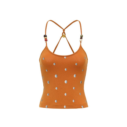 oinimi_Orange_Silver_Gradient_Polka_Dot_Beaded_Halter_Women&