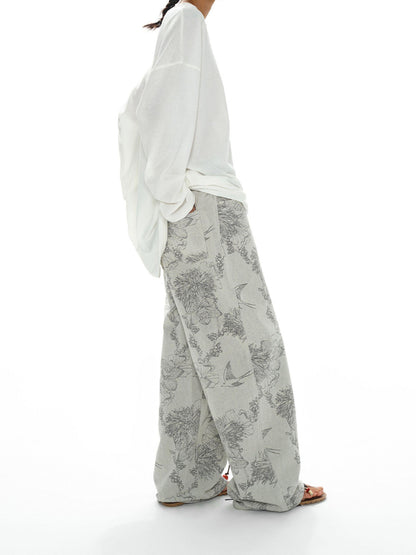 oinimi Oversized White V-Neck Sun Protection Tee Dropped Shoulder Relaxed Fit