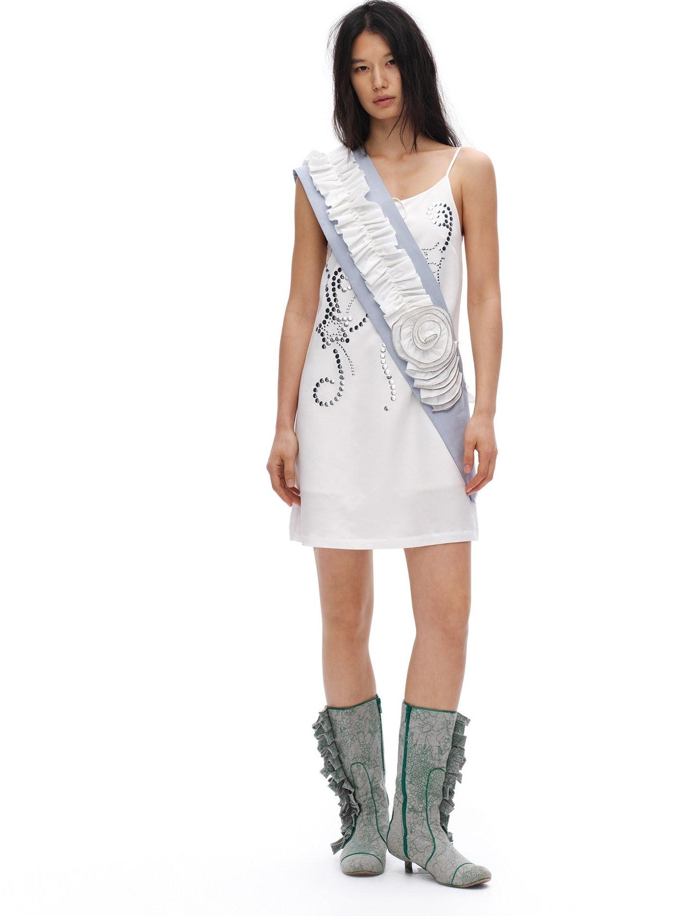oinimi Pearl White Sequin Relaxed A Line Women&