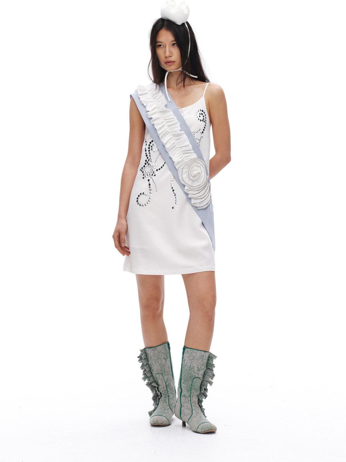 oinimi Pearl White Sequin Relaxed A Line Women&