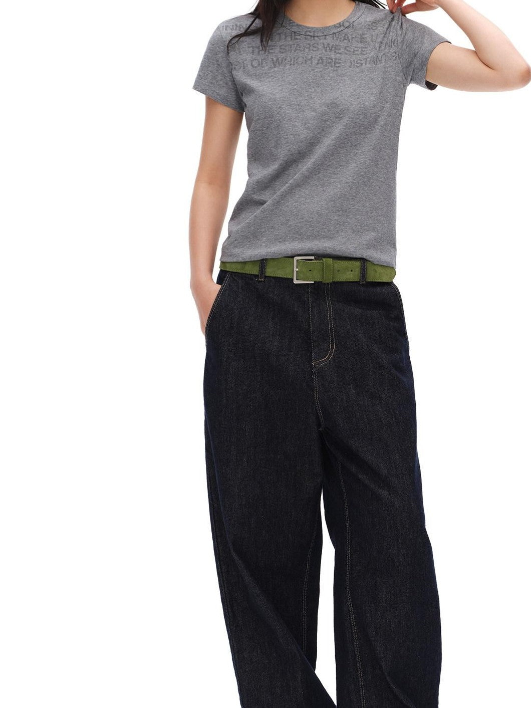 oinimi Raw Denim Colorful Eyelets Relaxed Fit Women&