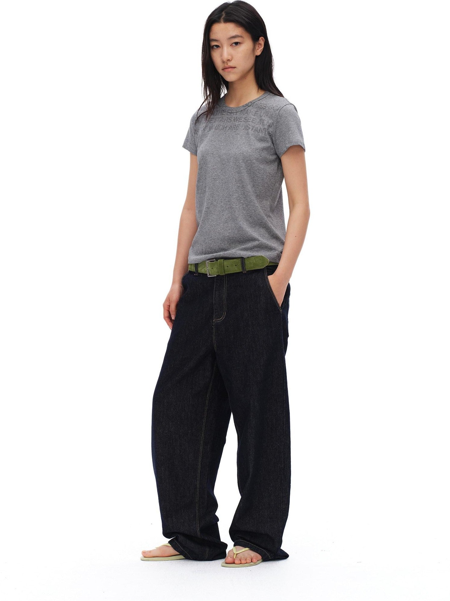 oinimi Raw Denim Colorful Eyelets Relaxed Fit Women&