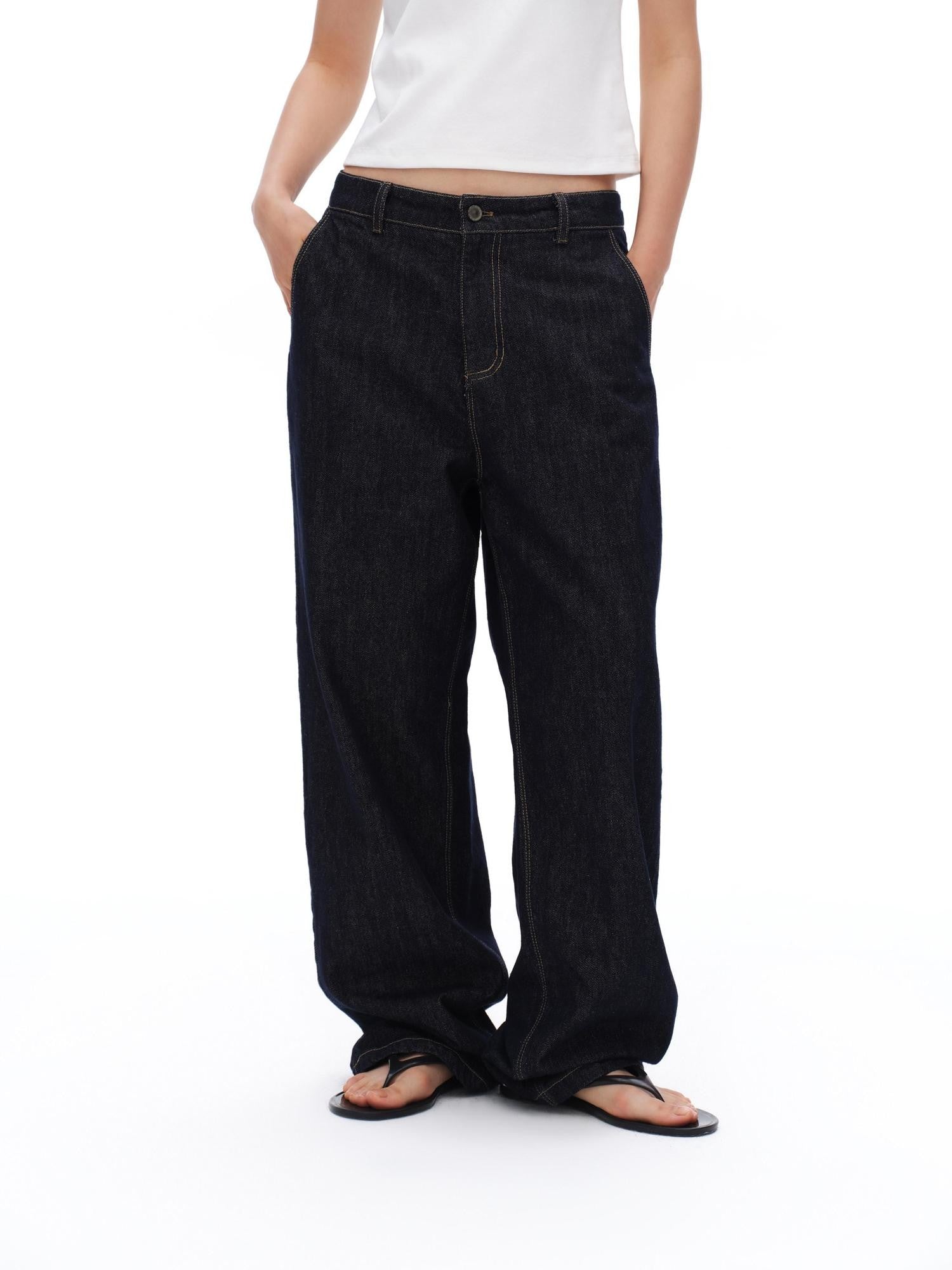 oinimi Raw Denim Colorful Eyelets Relaxed Fit Women&