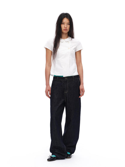 oinimi Raw Denim Colorful Eyelets Relaxed Fit Women&