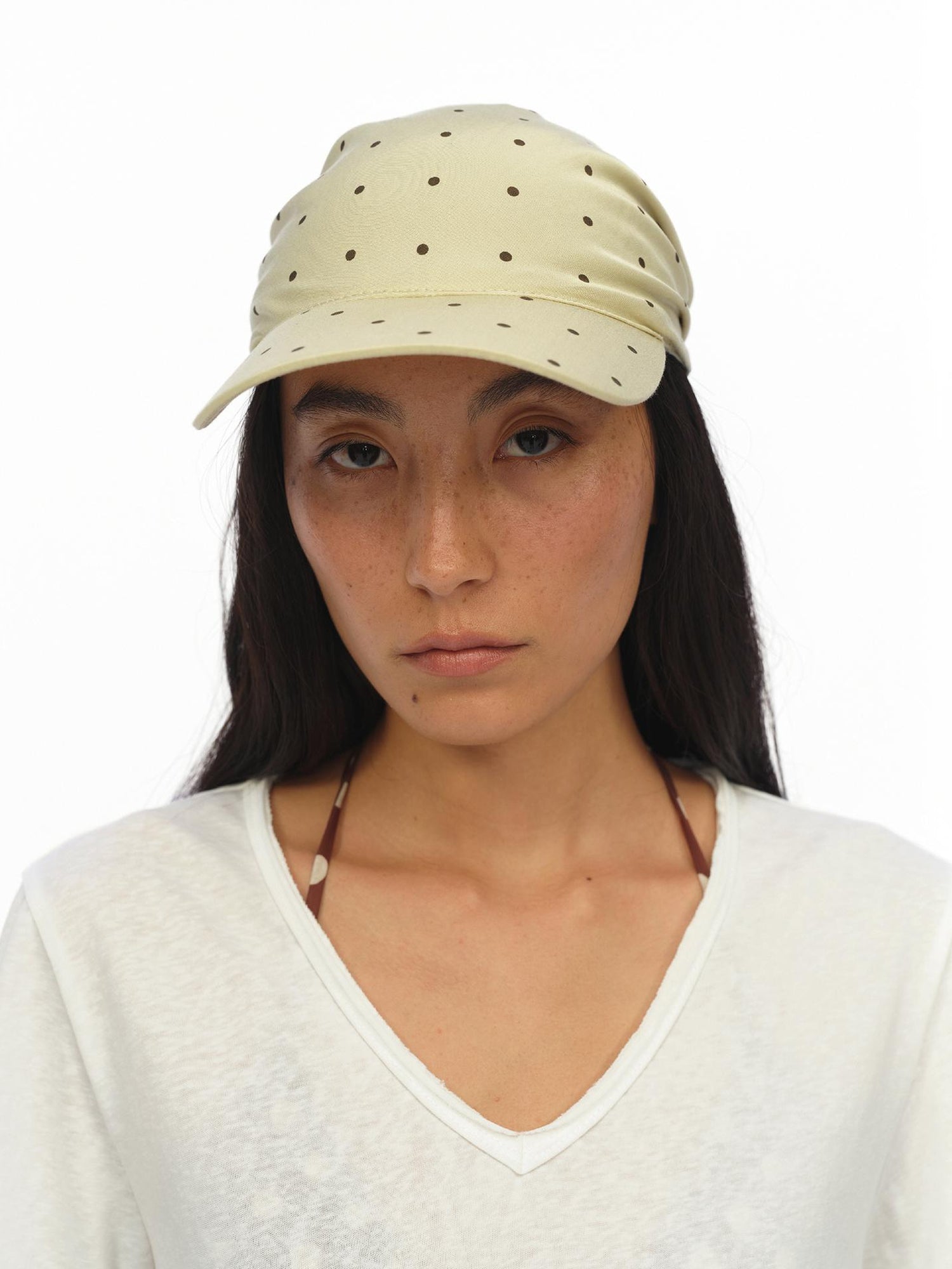 oinimi Rayon Twill Adjustable Dot Print Triangle Scarf Sun Hat