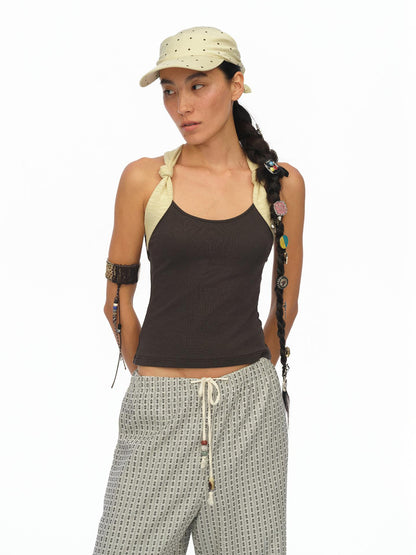 oinimi Rayon Twill Adjustable Dot Print Triangle Scarf Sun Hat
