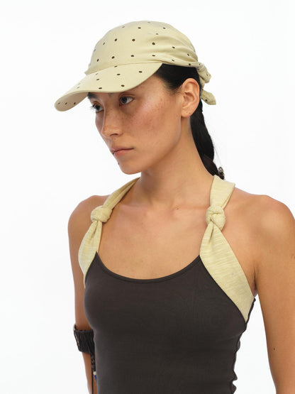 oinimi Rayon Twill Adjustable Dot Print Triangle Scarf Sun Hat