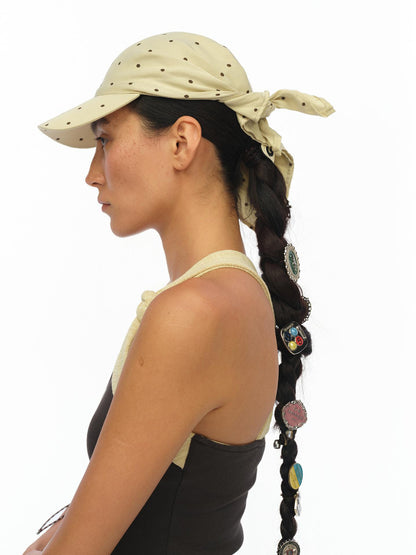 oinimi Rayon Twill Adjustable Dot Print Triangle Scarf Sun Hat