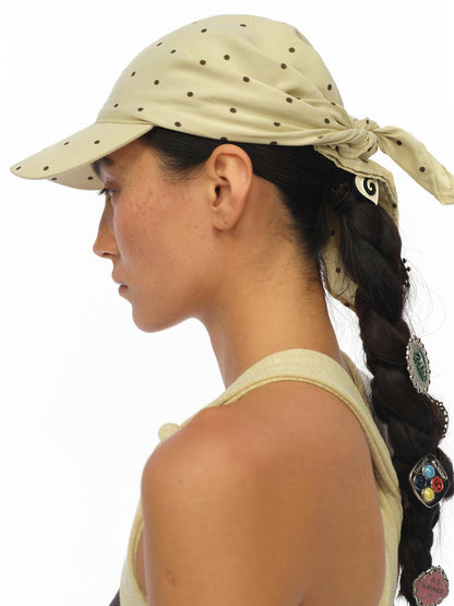 oinimi Rayon Twill Adjustable Dot Print Triangle Scarf Sun Hat