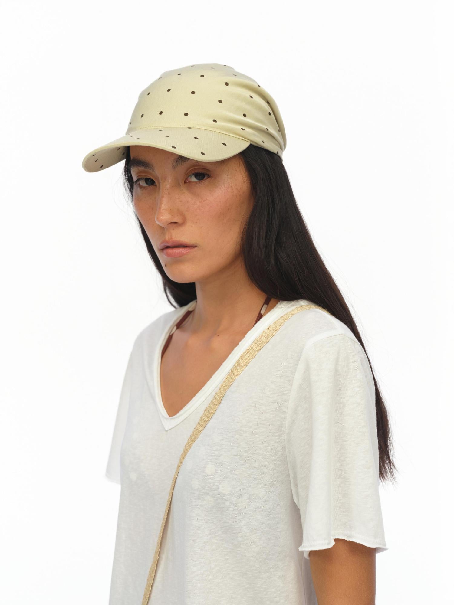 oinimi Rayon Twill Adjustable Dot Print Triangle Scarf Sun Hat