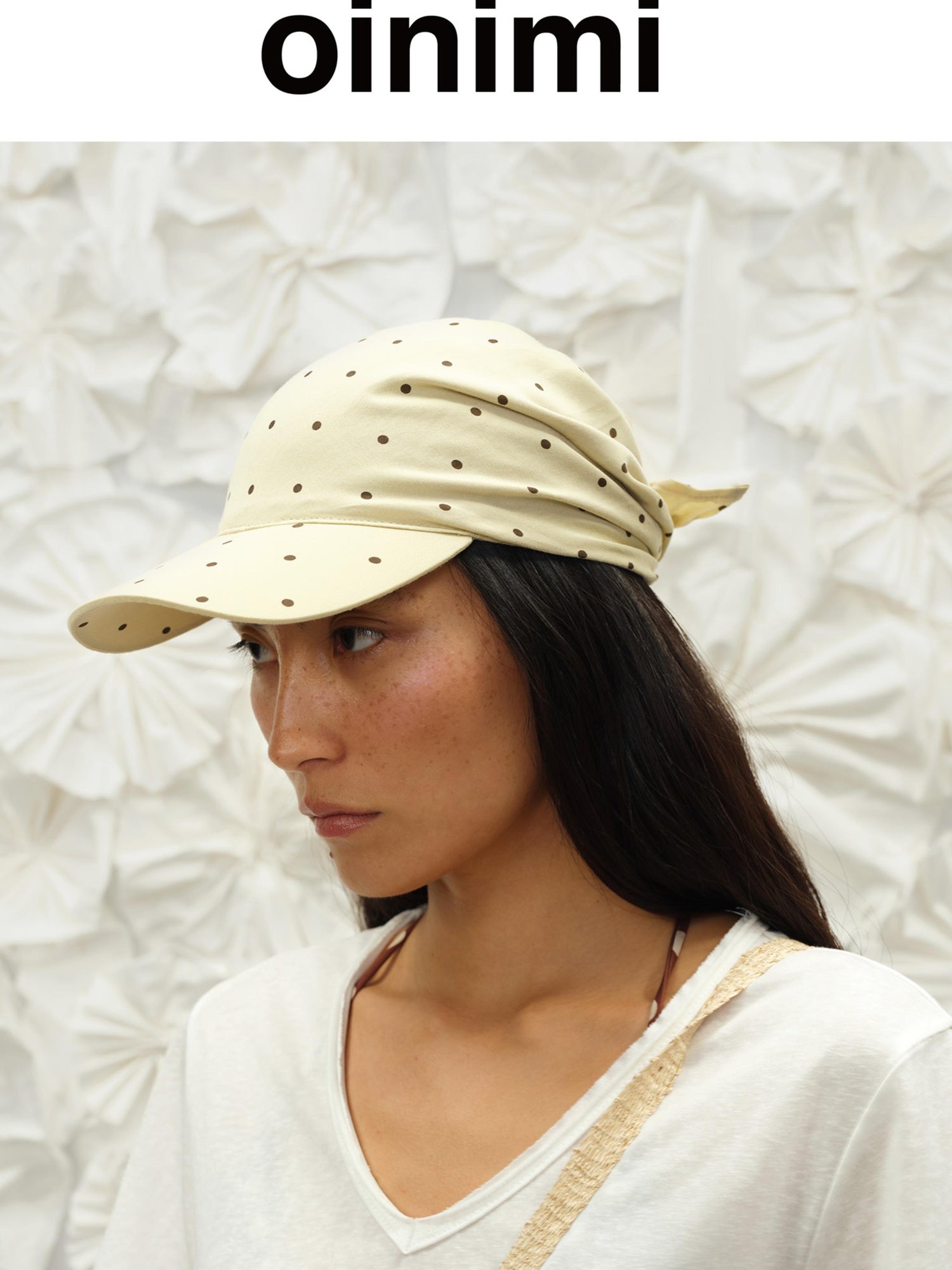 oinimi Rayon Twill Adjustable Dot Print Triangle Scarf Sun Hat