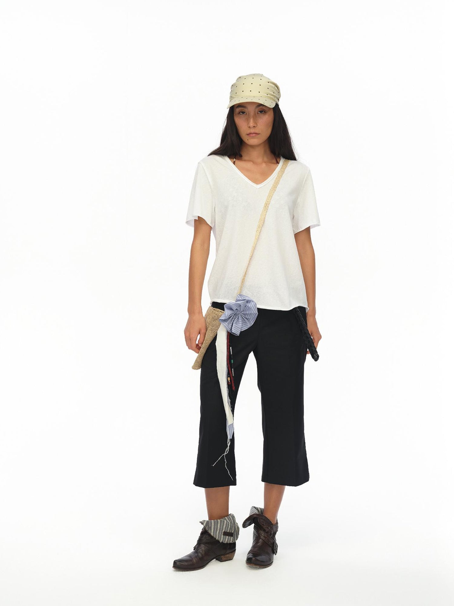 oinimi Rayon Twill Adjustable Dot Print Triangle Scarf Sun Hat