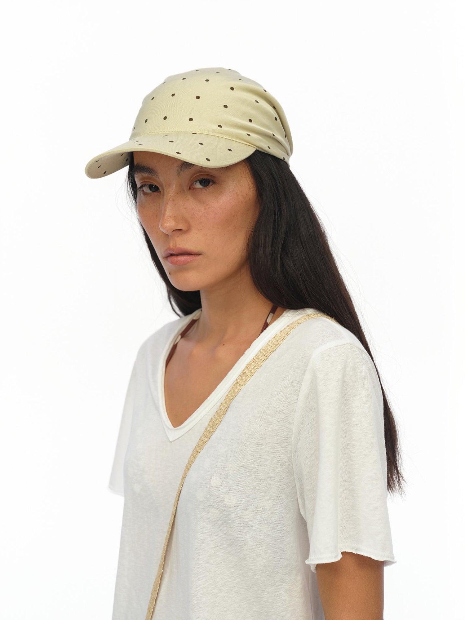 oinimi Rayon Twill Adjustable Dot Print Triangle Scarf Sun Hat