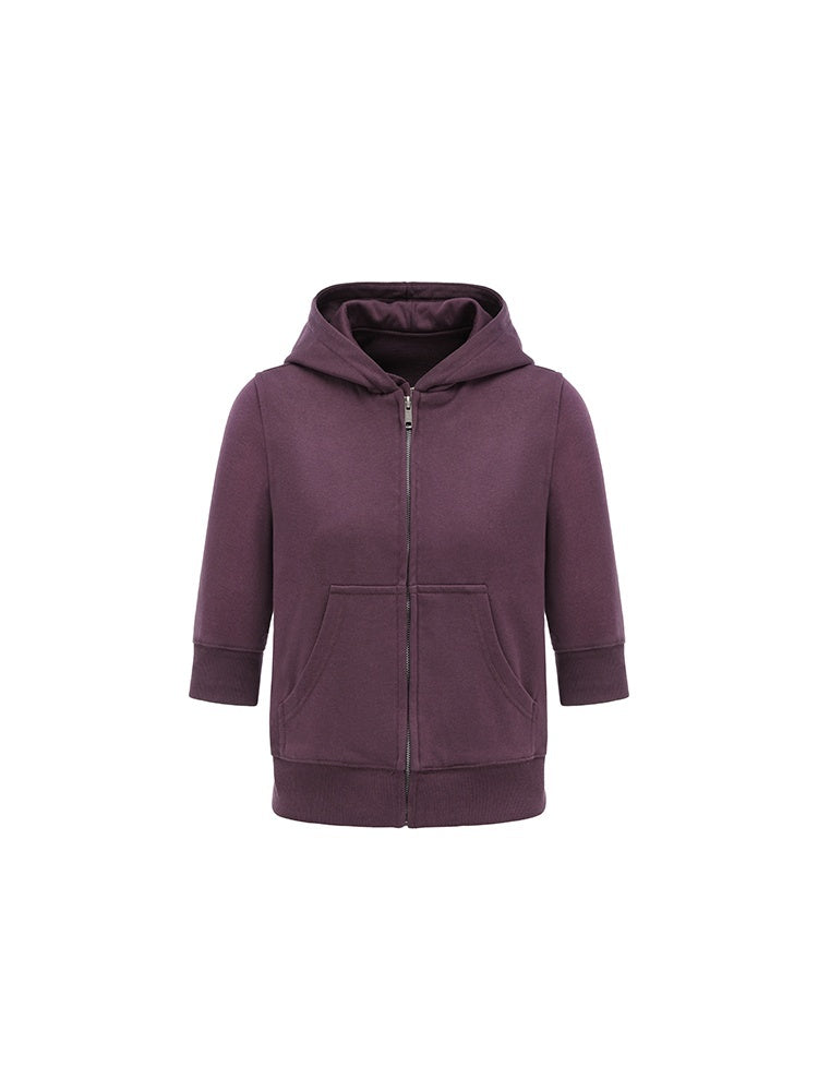 oinimi_Retro_Plum_Cropped_Mid_Sleeve_Hooded_Slim_Women&