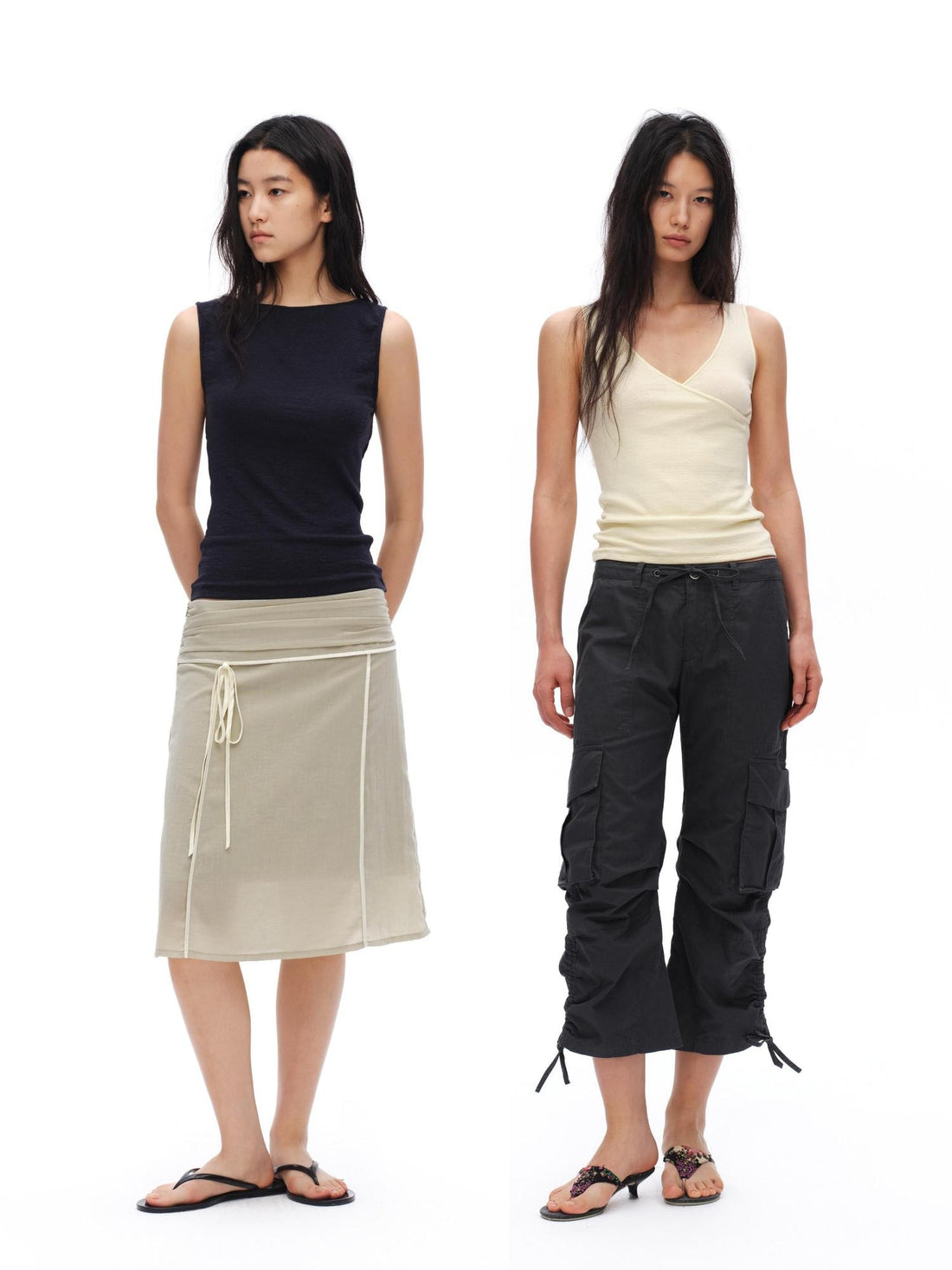 oinimi Reversible V-neck H Silhouette Slim Short Women&