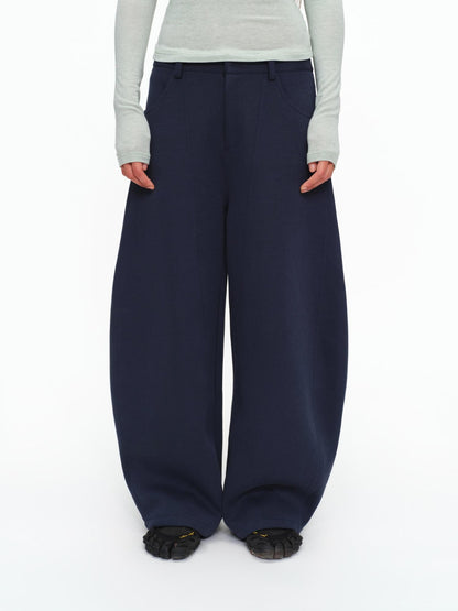 oinimi Shape Retaining Wide Leg Knit Cotton Zip Fly Unisex Work Black Navy Pants