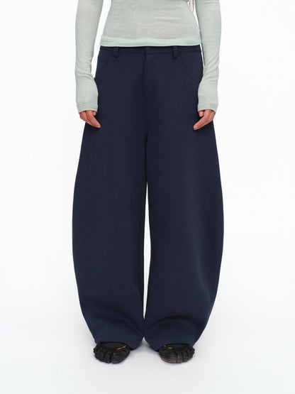 oinimi Shape Retaining Wide Leg Knit Cotton Zip Fly Unisex Work Black Navy Pants