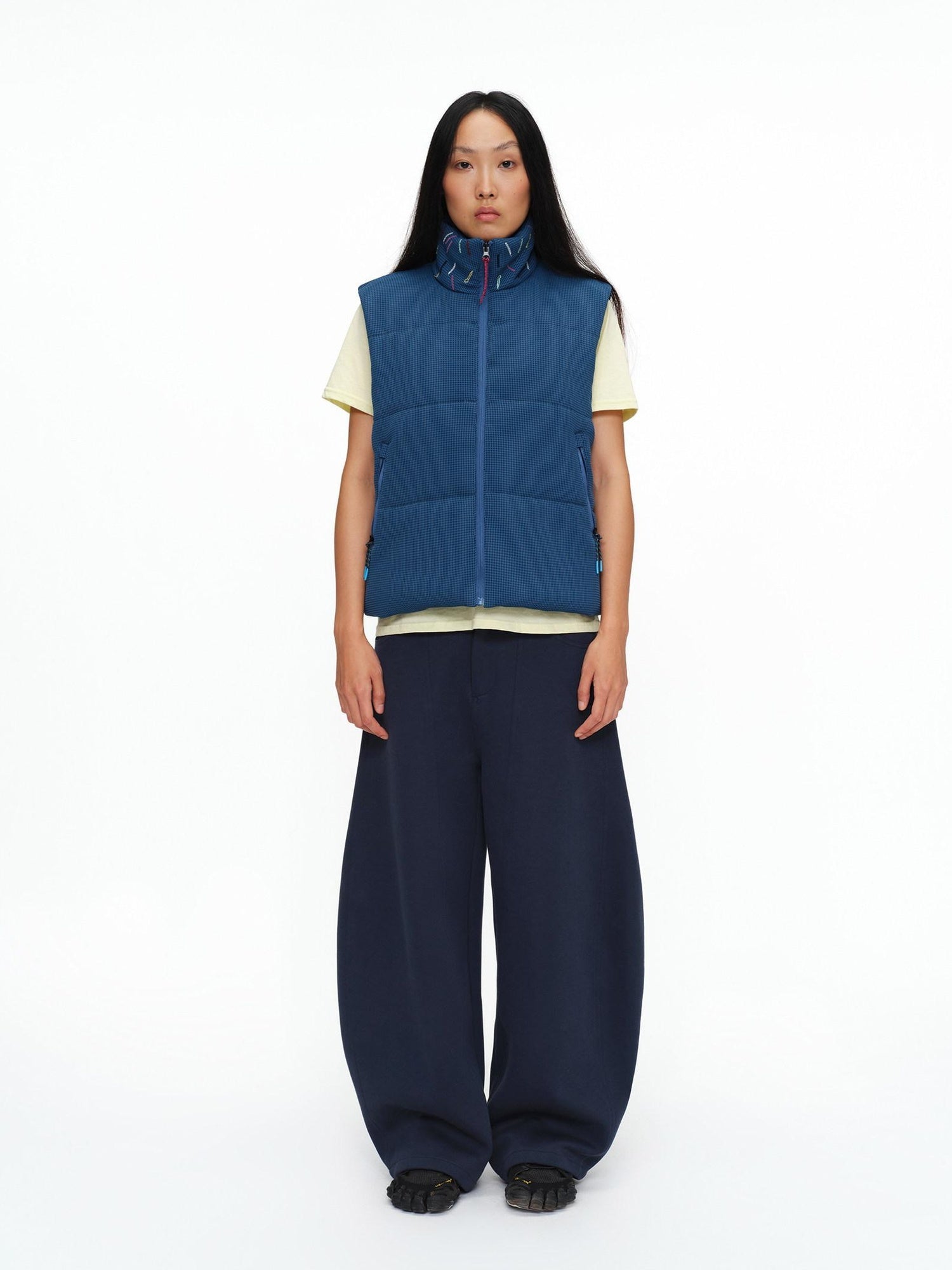 oinimi Shape Retaining Wide Leg Knit Cotton Zip Fly Unisex Work Black Navy Pants