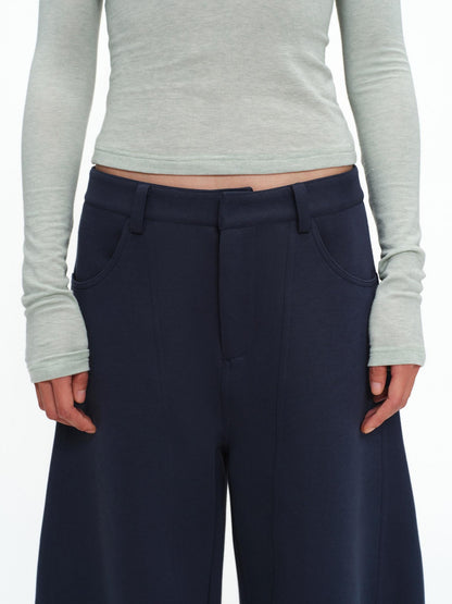 oinimi Shape Retaining Wide Leg Knit Cotton Zip Fly Unisex Work Black Navy Pants