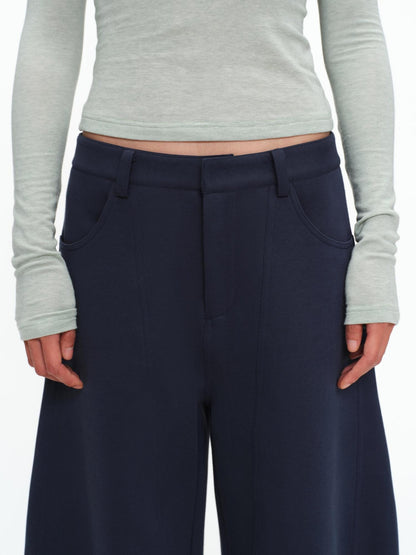 oinimi Shape Retaining Wide Leg Knit Cotton Zip Fly Unisex Work Black Navy Pants